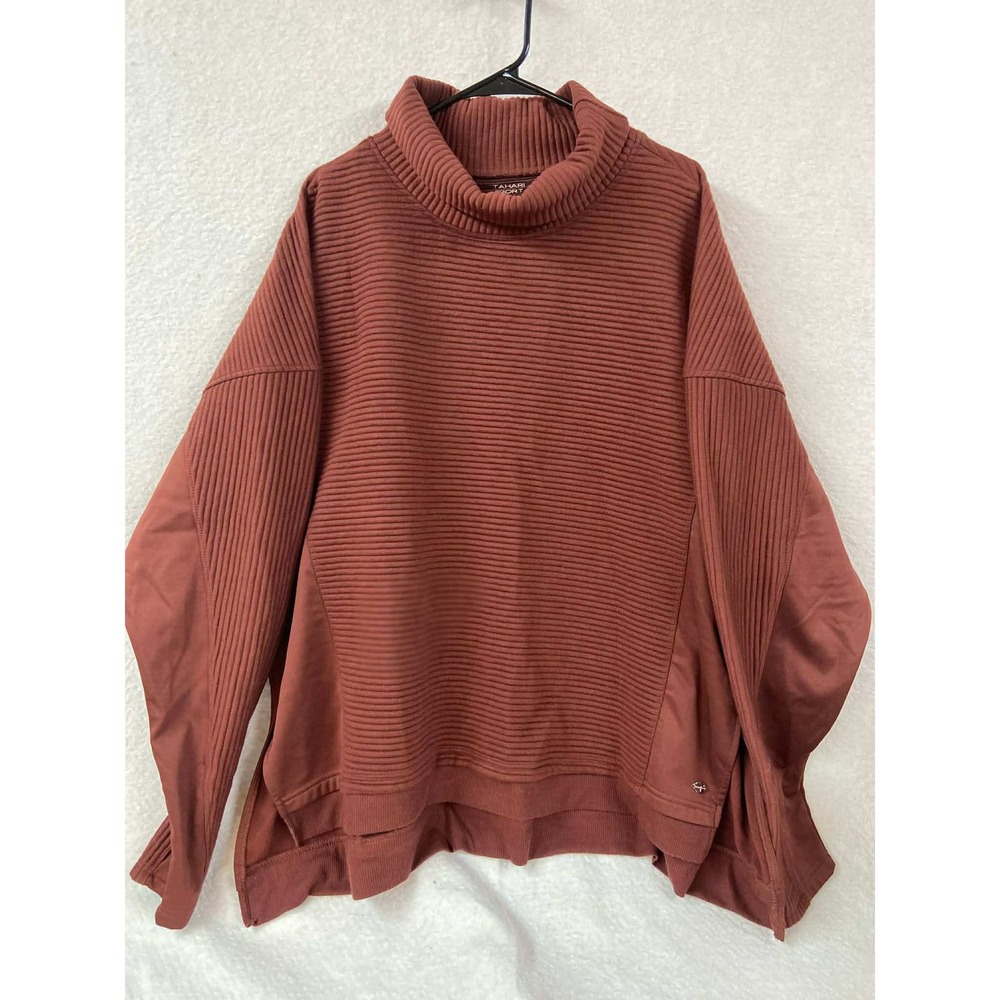 Tahari Sport Womens 3X Rust Ribbed Turtleneck Pullover  Top Athleisure‎